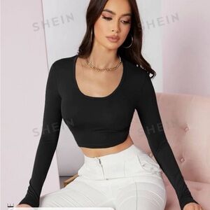 SHEIN bae long sleeve crop top tee